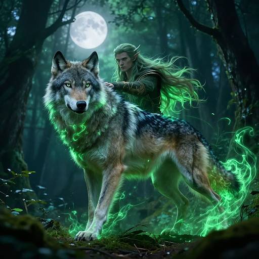 Half-Elf Druid Shapeshifting Under Moon