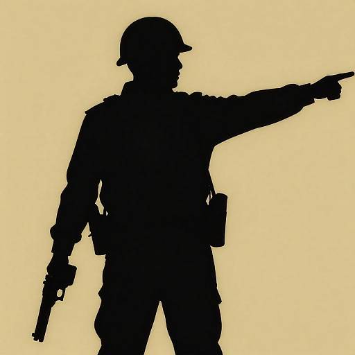 Mysterious Silhouette with Gun and Hat