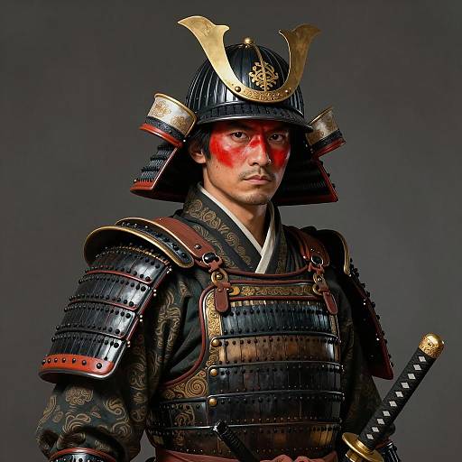 Detailed Samurai Portrait in Intricate Armor