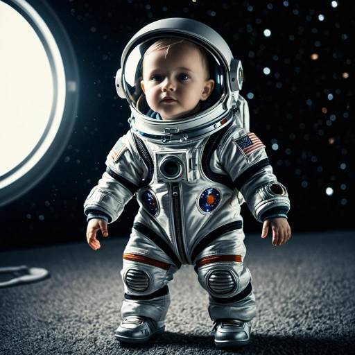 Toddler in Astronaut Suit on Space Surface