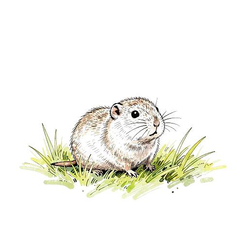 Minimalist Line Art of Meadow Vole