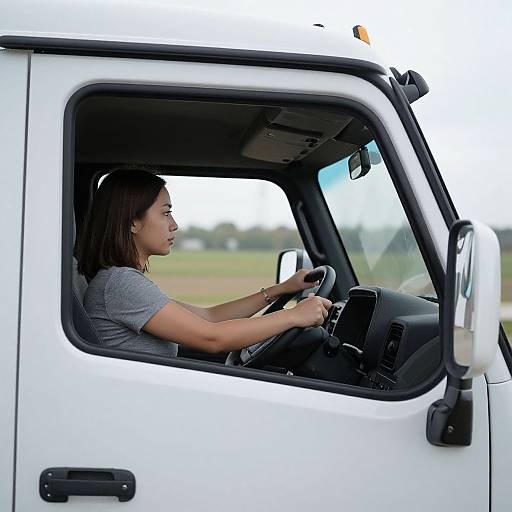 Woman Driving Truck Cab