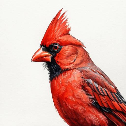 Watercolor Illustration of Bright Red Cardinal Bird