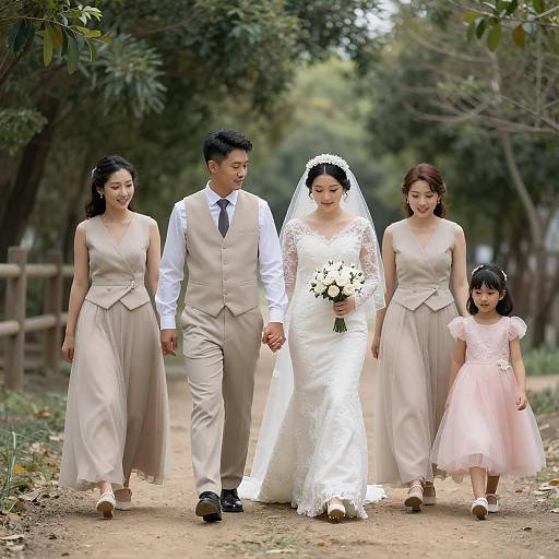 Rustic Wedding Party on Dirt Path