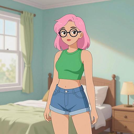 Confident Young Woman in Cozy Bedroom