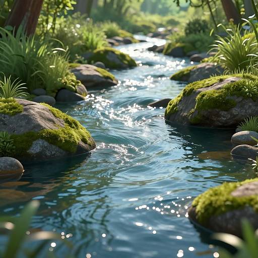 Serene 3D River Landscape