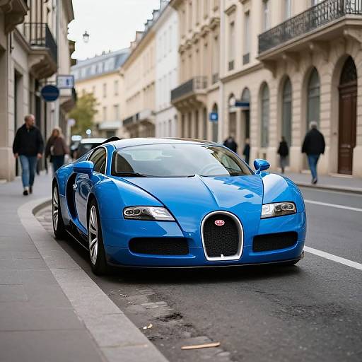 Shiny Blue Bugatti Veyron in Europe