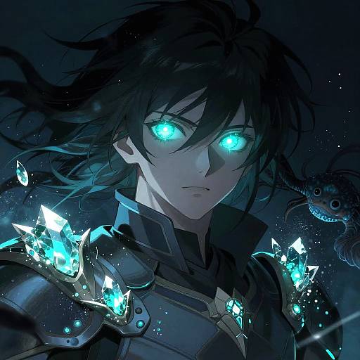Bioluminescent Anime Underwater Warrior