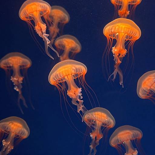 Ethereal Glowing Jellyfish Swarm