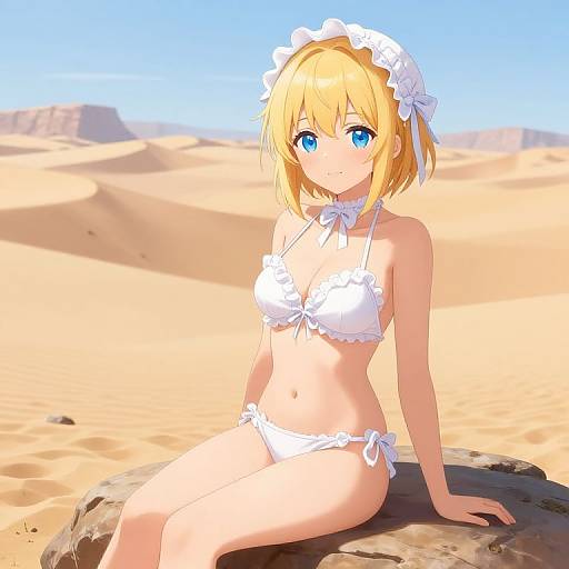 Blonde Anime Girl in Desert Scene