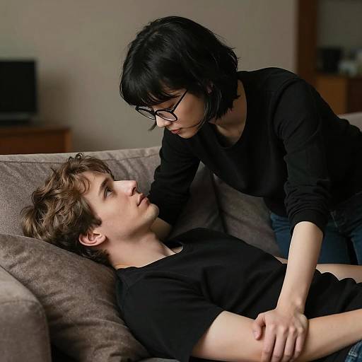 Couple Intimate Moment on Couch