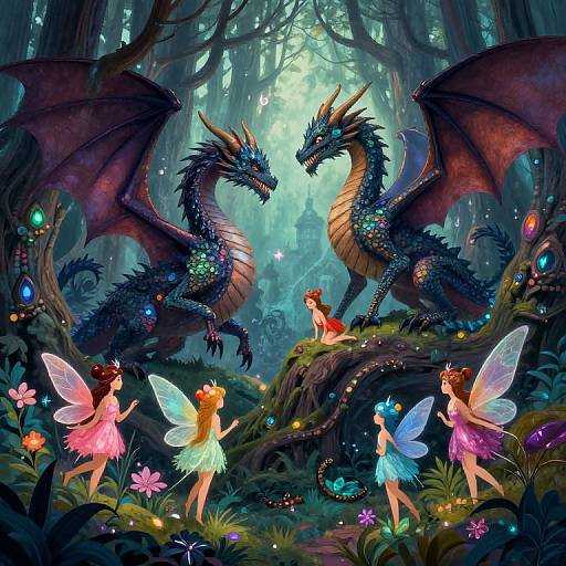 Enchanted Woodland with Mythical Creatures