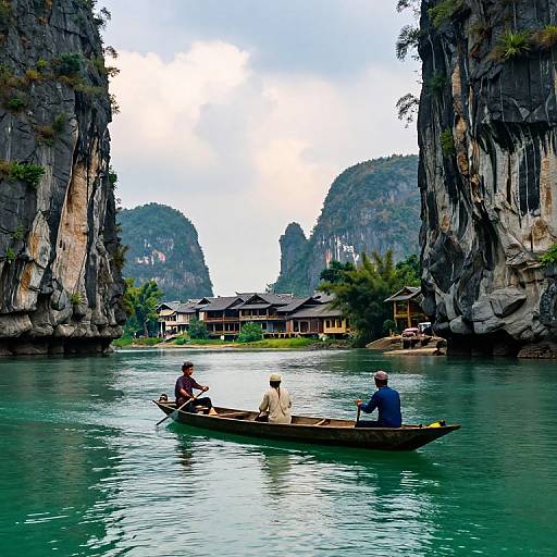 Rowing Through Serene Turquoise River
