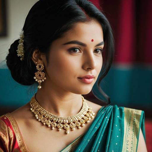 Elegant Girl in Half Saree and Jewelry