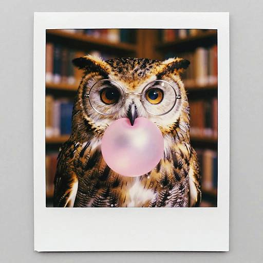 Owl with Glasses in Ancient Library