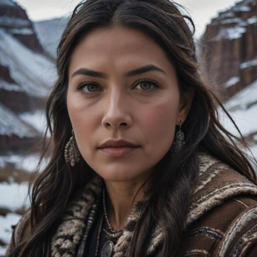 Elegant Native American Woman in Winter Canyon