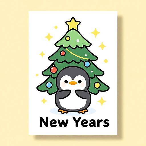 Kawaii Penguin New Year's Card