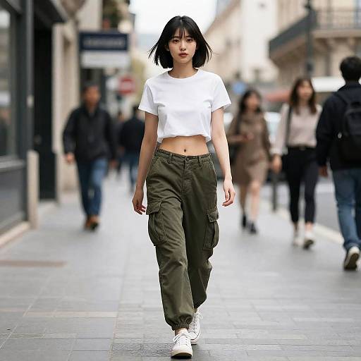 Japanese Woman Walking on Paris Street