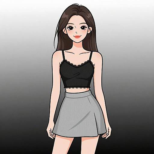 Chic Smiling Woman in Stylish Outfit