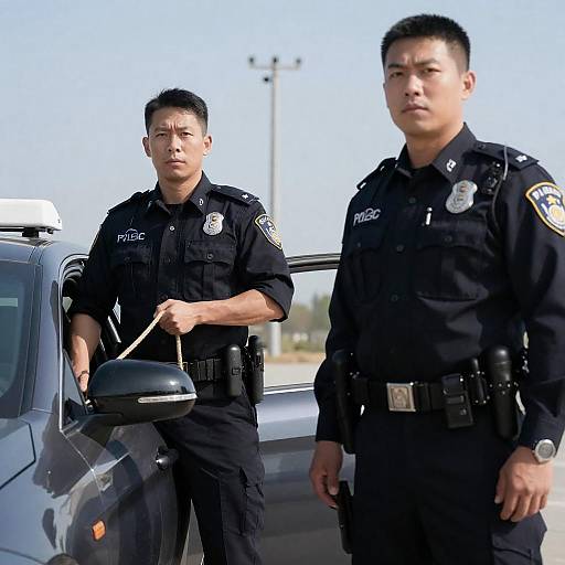 Serious Male Police Officers in Action