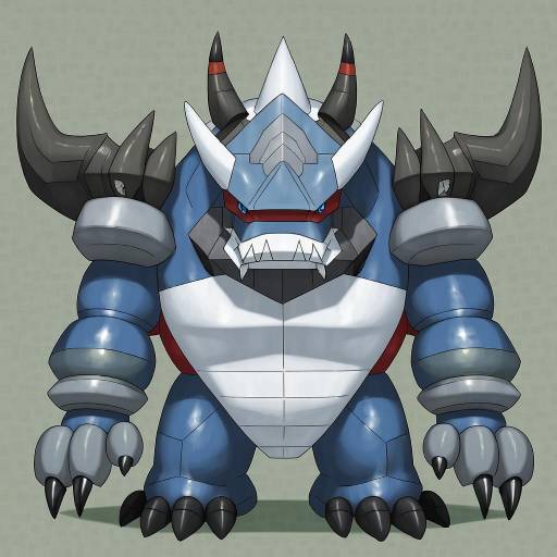 Illustration of Aggron, pokemon in the style of Sabaku chitai