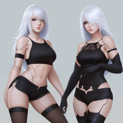 Futuristic Android Women with Silver Hair