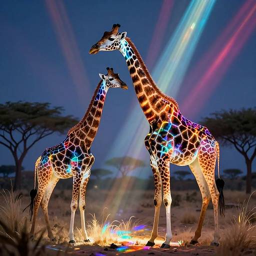 Luminous Giraffes in Kaleidoscopic Realm