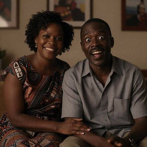Warm Indoor Portrait of Joyful Couple