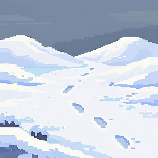 Pixel art of a cloudy sky with thick, white, fluffy clouds against a gradient blue background, resembling a digital painting style.