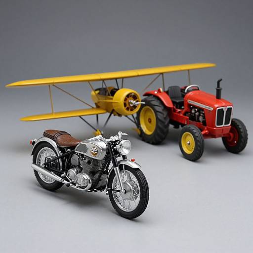 Miniature Vintage Motorcycle, Tractor and Airplane Models