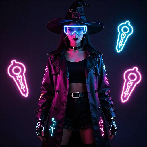 Neon Cyberpunk Witch Halloween Outfit