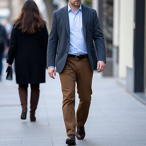 Man and Woman Walking on Street