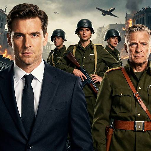 War Movie Poster with Soldiers and Officer