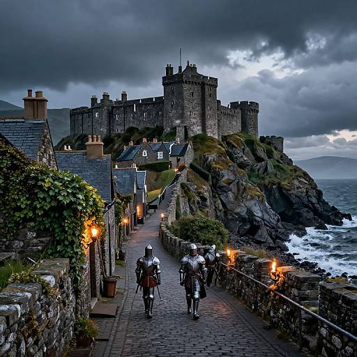 Medieval Fortress Town on Stormy Cliffs