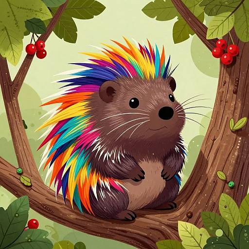 Rainbow Porcupine in Tree