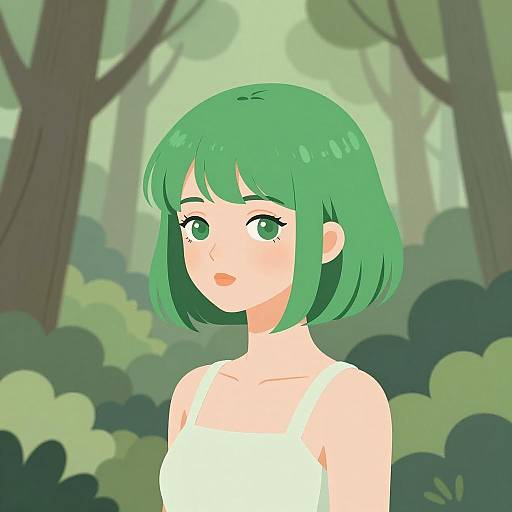 Serene Woman in Lush Woodland