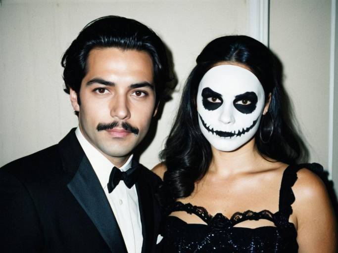 Couple in Halloween Fancy Dress Costume