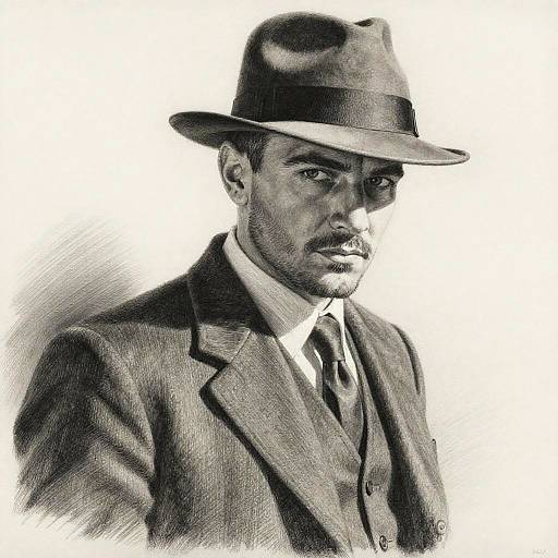 Vibrant Film-Noir Detective Pencil Portrait