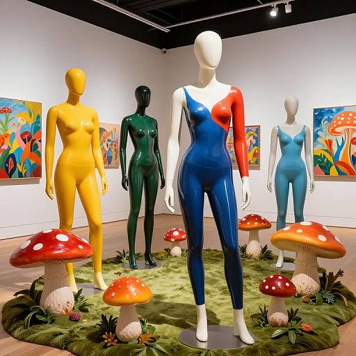 Vibrant Hyperrealistic Latex Mannequin Exhibit
