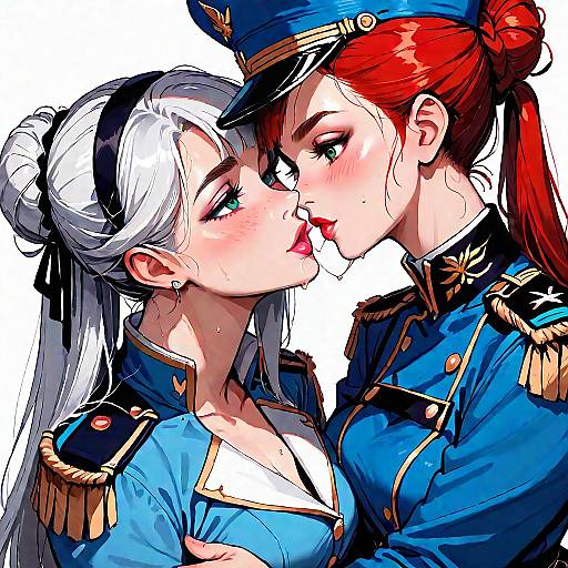 Intimate Military Yuri Embrace