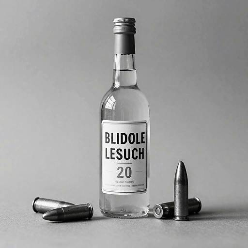 Monochrome Still Life: Bottle, Food, Ammunition