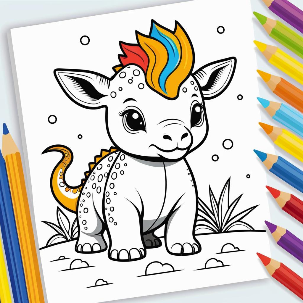 Cute Tegisaurus Coloring Book Illustration