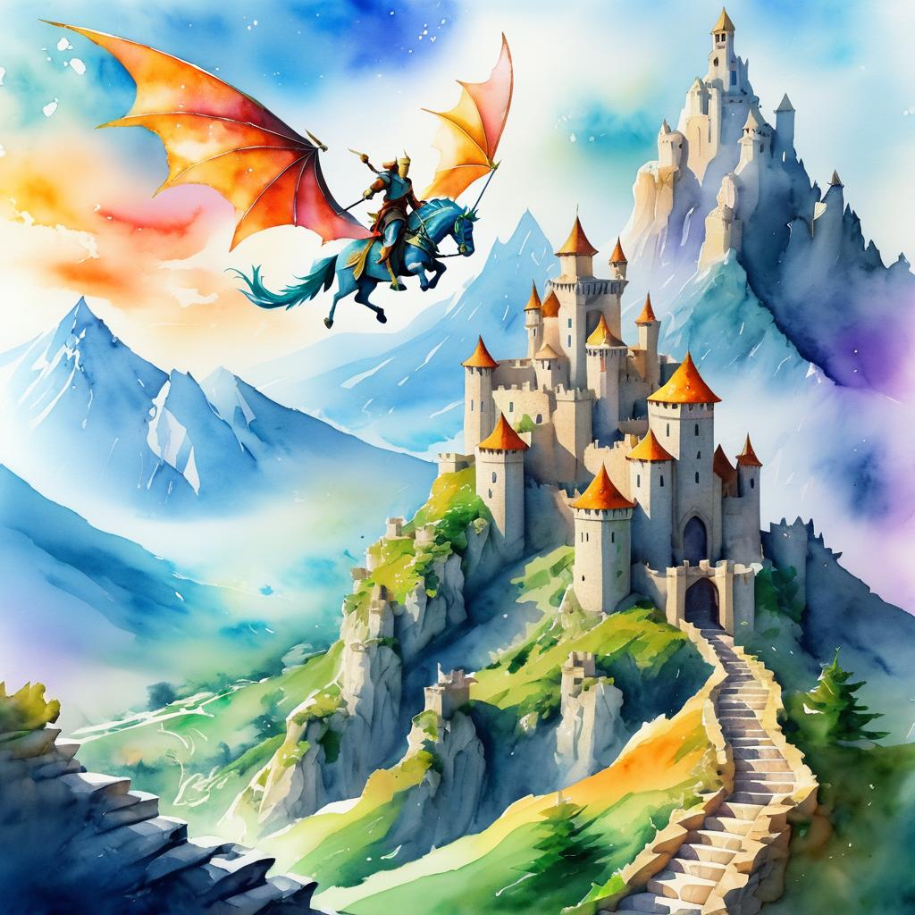 Brave Knight in Mystical Mountain Adventure