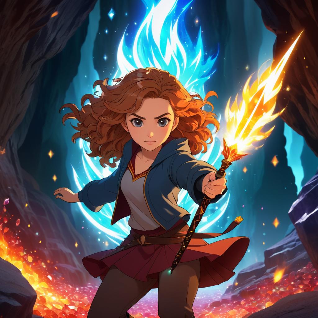 Anime Hermione Granger in Crystal Cave