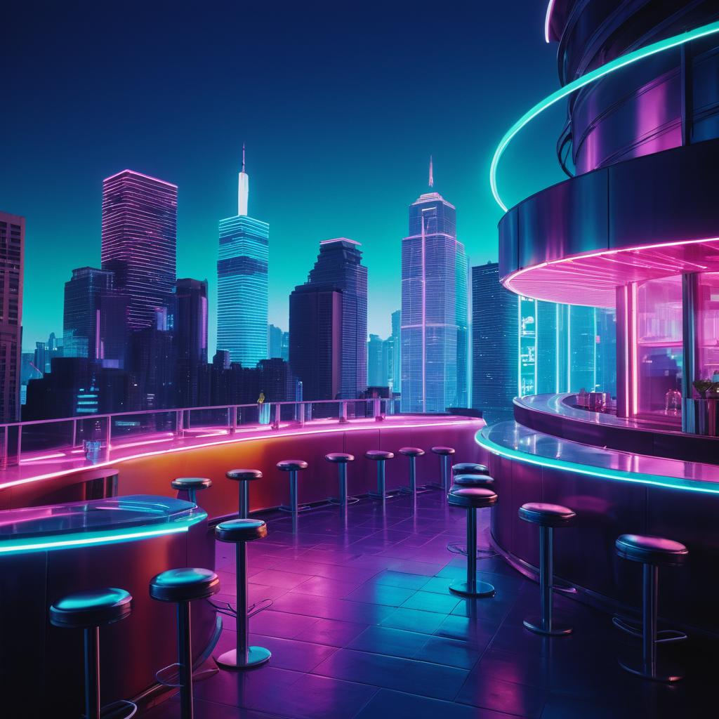 Futuristic Neon Action Scene Rooftop