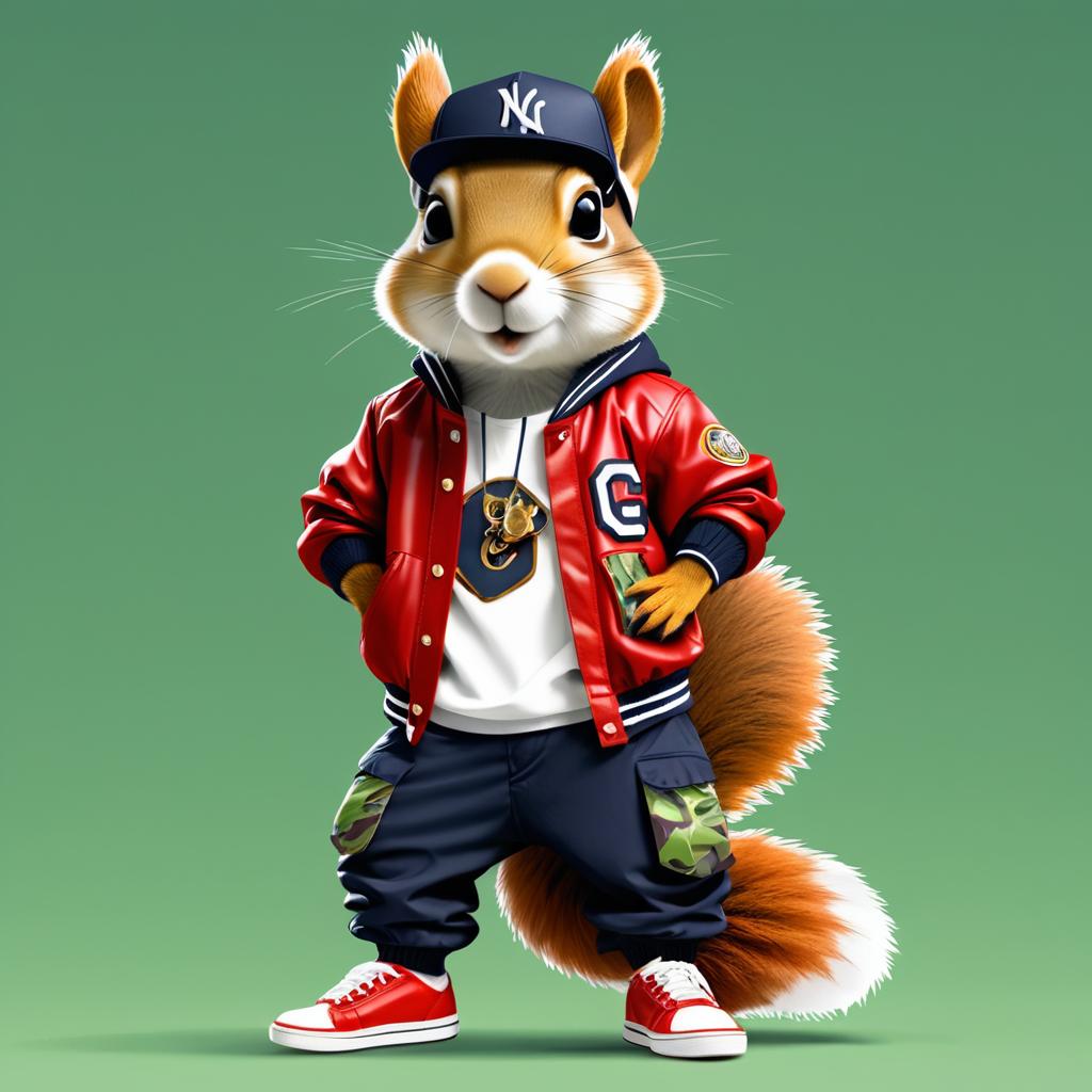 Rapper Squirrel in Varsity Jacket