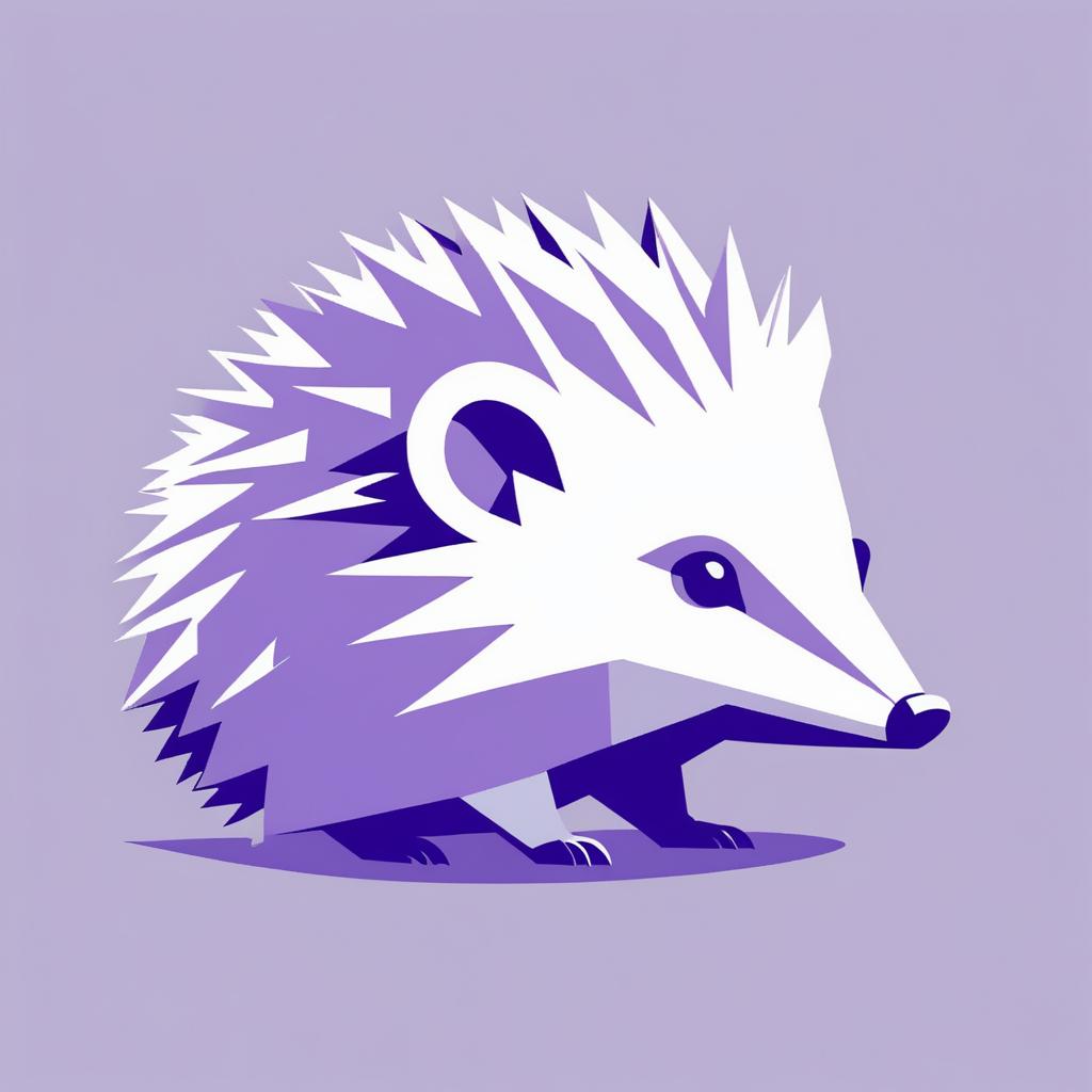 Minimalist Lavender Gray Hedgehog Illustration