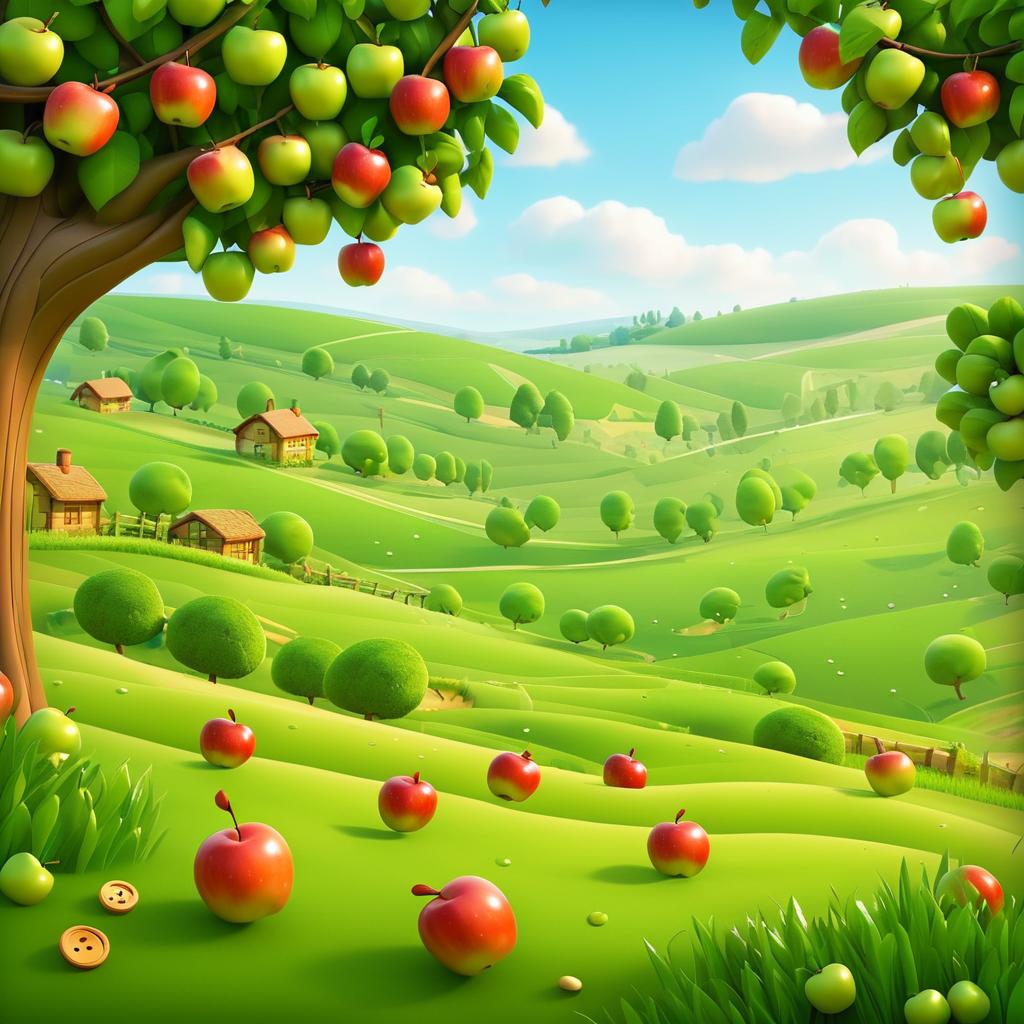 Serene Countryside Artwork for Happy Worm