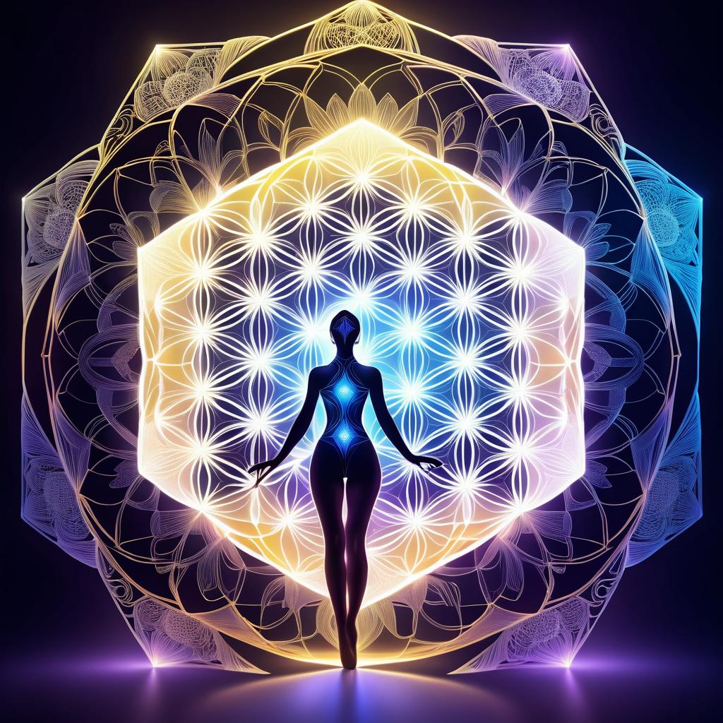 Ethereal Flower of Life Hexagon Art