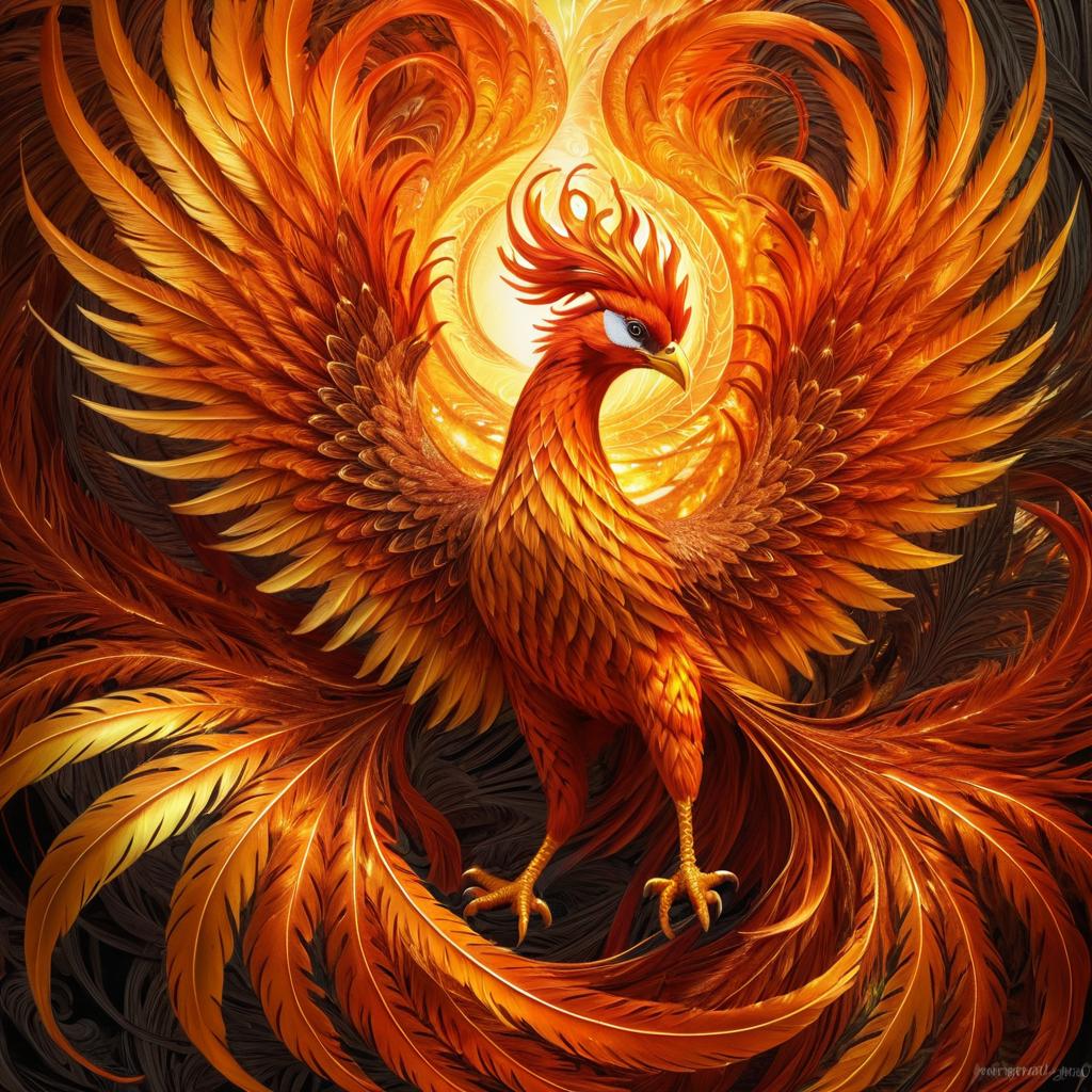 Exquisite Mythical Phoenix in Warm Hues